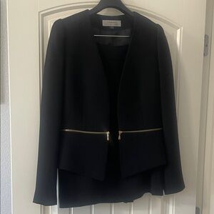 Tahari Black Blazer, skirt with Gold Accents